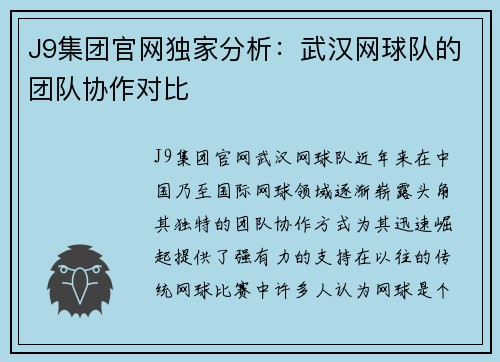 J9集团官网独家分析：武汉网球队的团队协作对比