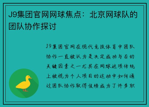 J9集团官网网球焦点：北京网球队的团队协作探讨